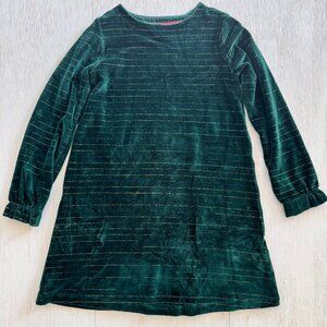 Mini Boden Soft Sparkle Velvet Dress - Green - Size 8-9
